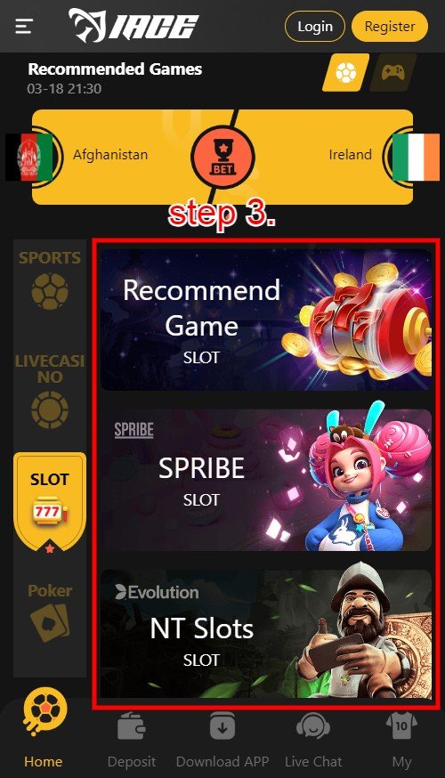 HOW TO PLAY SLOT MACHINE in Bet365: step 3.